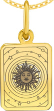 Load image into Gallery viewer, Italian 14k Yellow Gold 13mm Sun Tarot Charm Pendant with Optional Necklace,  16-17-18 Inch
