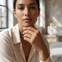 Load image into Gallery viewer, 10k Two-Tone Yellow Gold and White Gold 15mm Personalized A-Z Initial Cursive Letter Ring, Sizes 3 - 10

