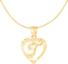 Load image into Gallery viewer, 10k Yellow Gold 19mm Personalized Alphabet Letter A - Z Initial Heart Pendant with optional Extendable Cable Chain Necklace
