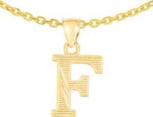 Load image into Gallery viewer, 10k Yellow Gold 0.45&quot; Personalized Lighting Alphabet Letter A - Z Initial Charm Pendant with optional Extendable Chain Necklace
