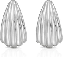 Load image into Gallery viewer, 925 Sterling Silver or 14k Gold over Silver 21.7mm Scalloped Hoop Earrings
