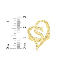 Load image into Gallery viewer, 10k Yellow Gold Small Medium Large or Extra Large A-Z Cursive initial Letter Heart Ring
