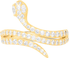Load image into Gallery viewer, 10k Yellow Gold 19mm Coiled Serpent Snake CZ Ring, Sizes 4-11
