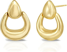 Load image into Gallery viewer, 14k Yellow Gold 16.8mm Sculpted Door Knocker Stud Earrings
