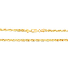 Load image into Gallery viewer, 10k Yellow Gold 4mm Solid Diamond Cut Rope Chain Necklace
