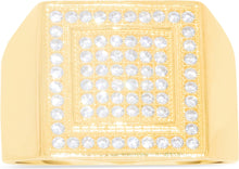 Load image into Gallery viewer, 10k Yellow Gold 15.1mm Pave CZ Square Frame Signet Ring, Sizes 4-13
