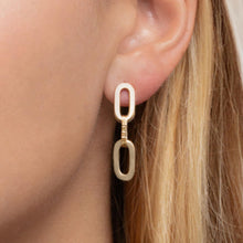 Load image into Gallery viewer, 14k Yellow Gold 31mm Paperclip Textured Link Earrings
