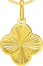 Load image into Gallery viewer, Italian 14k Yellow Gold 14mm Radiant Clover Charm Pendant with Optional Necklace,  16-17-18 Inch
