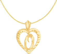 Load image into Gallery viewer, 10k Yellow Gold 24mm Personalized Alphabet Letter A - Z Initial Heart Pendant with optional Extendable Cable Chain Necklace
