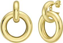 Load image into Gallery viewer, 14k Yellow Gold 31.4mm x 23.8mm Round Circle Linked Hoop Earrings
