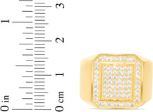 Load image into Gallery viewer, 10k Yellow Gold 16.2mm Pave CZ Beveled Square Frame Signet Ring, Sizes 4-13
