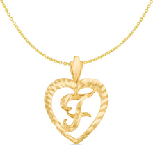 Load image into Gallery viewer, 10k Yellow Gold 24mm Personalized Alphabet Letter A - Z Initial Heart Pendant with optional Extendable Cable Chain Necklace
