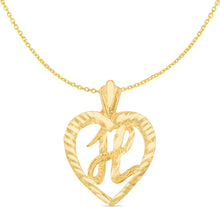 Load image into Gallery viewer, 10k Yellow Gold 24mm Personalized Alphabet Letter A - Z Initial Heart Pendant with optional Extendable Cable Chain Necklace
