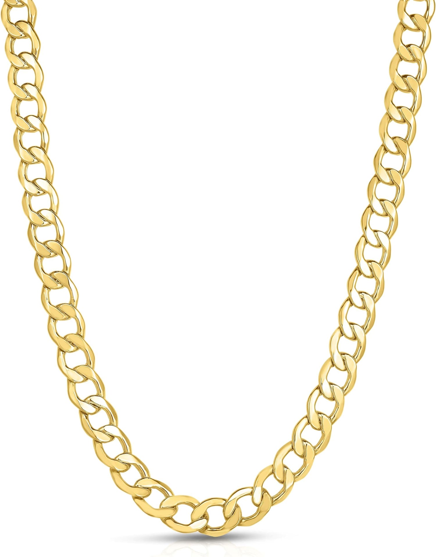 10k Yellow Gold 9mm Hollow Cuban Curb Link Chain Necklace