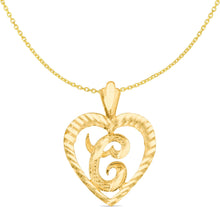 Load image into Gallery viewer, 10k Yellow Gold 24mm Personalized Alphabet Letter A - Z Initial Heart Pendant with optional Extendable Cable Chain Necklace
