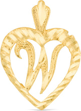 Load image into Gallery viewer, 10k Yellow Gold 24mm Personalized Alphabet Letter A - Z Initial Heart Pendant with optional Extendable Cable Chain Necklace
