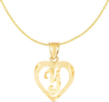 Load image into Gallery viewer, 10k Yellow Gold 19mm Personalized Alphabet Letter A - Z Initial Heart Pendant with optional Extendable Cable Chain Necklace
