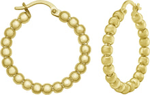 Load image into Gallery viewer, 14k Yellow Gold 25.2mm x 3mm or 35.6mm x 3mm Bead Hoop Earrings
