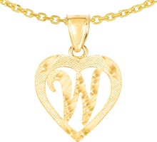 Load image into Gallery viewer, 10k Yellow Gold 0.5&quot; Personalized Alphabet Letter A - Z Initial Heart Pendant with optional Extendable Cable Chain Necklace
