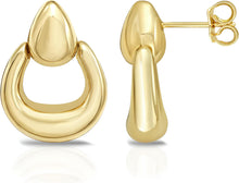 Load image into Gallery viewer, 14k Yellow Gold 16.8mm Sculpted Door Knocker Stud Earrings
