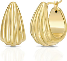 Load image into Gallery viewer, 925 Sterling Silver or 14k Gold over Silver 21.7mm Scalloped Hoop Earrings
