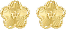 Load image into Gallery viewer, 14k Yellow Gold 10mm Radiating Textured Flower Earrings
