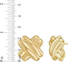 Load image into Gallery viewer, 925 Sterling Silver or 14k Gold over Silver 22.8mm Puffy Double X Stud Earrings
