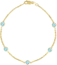 Load image into Gallery viewer, 14k Yellow Gold 4mm Round Birthstone Cable Bracelet or Anklet
