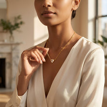 Load image into Gallery viewer, Floreo 14k Yellow Gold Paperclip Chain Heart Gemstone Necklace 18 Inch
