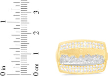 Load image into Gallery viewer, 10k Yellow Gold 17mm Last Supper with Cross Pave CZ Rectangle Men&#39;s Ring, Sizes 5 - 13
