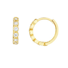 Load image into Gallery viewer, 14k Yellow Gold 11mm CZ Round Hoop Huggie Earrings
