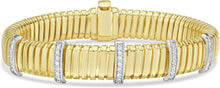 Load image into Gallery viewer, Italian .36cttw Diamond 14k Two-Tone Gold 11mm Five Station Tubogas Charm Bracelet, 7.25 Inch
