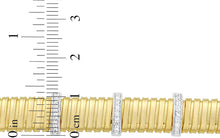 Load image into Gallery viewer, Italian .36cttw Diamond 14k Two-Tone Gold 11mm Five Station Tubogas Charm Bracelet, 7.25 Inch
