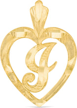 Load image into Gallery viewer, 10k Yellow Gold 24mm Personalized Alphabet Letter A - Z Initial Heart Pendant with optional Extendable Cable Chain Necklace
