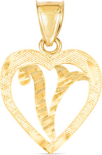 Load image into Gallery viewer, 10k Yellow Gold 19mm Personalized Alphabet Letter A - Z Initial Heart Pendant with optional Extendable Cable Chain Necklace
