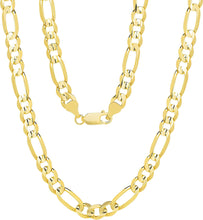 Load image into Gallery viewer, Italian 14k Gold Over 925 Silver 5.2mm Figaro Chain Necklace, 18 Inch, 20", 22" or 24"
