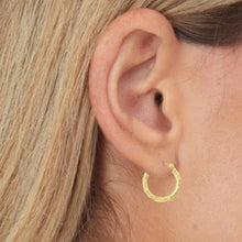 Load image into Gallery viewer, 14k Yellow Gold 2mm Diamond Cut Tube Hoop Earrings
