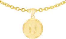 Load image into Gallery viewer, 10k Yellow Gold 0.63&quot; Personalized Medallion Alphabet Letter A - Z Initial Charm Pendant with optional Extendable Chain Necklace
