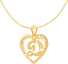 Load image into Gallery viewer, 10k Yellow Gold 24mm Personalized Alphabet Letter A - Z Initial Heart Pendant with optional Extendable Cable Chain Necklace
