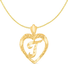 Load image into Gallery viewer, 10k Yellow Gold 24mm Personalized Alphabet Letter A - Z Initial Heart Pendant with optional Extendable Cable Chain Necklace
