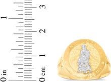 Load image into Gallery viewer, 10k Yellow Gold 17mm St. Lazarus Pray For Us with Cross Catholic Saint Religious Medallion Men&#39;s Ring, Sizes 5-13
