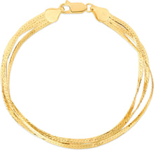 Load image into Gallery viewer, 14k Yellow Gold 1.8mm Triple Strand Herringbone Link Bracelet, 7 Inch

