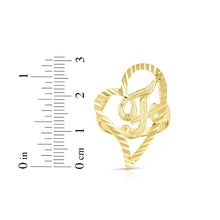 Load image into Gallery viewer, 10k Yellow Gold Small Medium Large or Extra Large A-Z Cursive initial Letter Heart Ring
