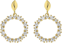 Load image into Gallery viewer, 14k Yellow Gold 28mm Diamond Circle Gemstone Earrings
