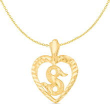 Load image into Gallery viewer, 10k Yellow Gold 24mm Personalized Alphabet Letter A - Z Initial Heart Pendant with optional Extendable Cable Chain Necklace
