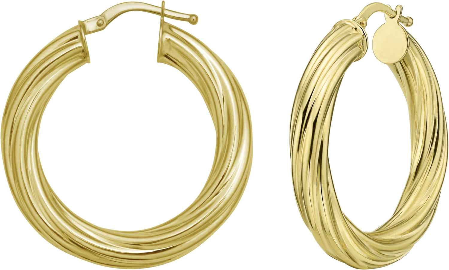 14k Yellow Gold 30.6mm x 4.4mm or 39.8mm x 4.5mm Full Twist Hoop Earrings