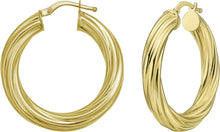Load image into Gallery viewer, 14k Yellow Gold 4.5mm Full Twist Round Circle Hoop Earrings
