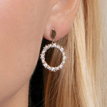 Load image into Gallery viewer, 14k Yellow Gold 28mm Diamond Circle Gemstone Earrings
