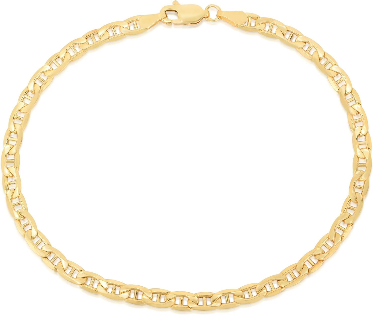 10k Yellow Gold 2.3mm Solid Anchor Mariner Mirror Chain Anklet, 10 Inch