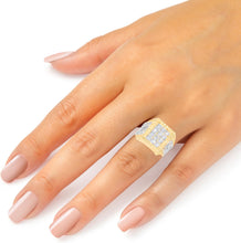 Load image into Gallery viewer, 10k Yellow Gold 17.9mm Two-Tone Square CZ Filigree Openwork Men&#39;s Ring, Sizes 5-13
